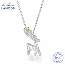 LAMOON 2018 Новый 2-Цвета Олень Лось S925 цепи кулон Цепочки и ожерелья 925-стерлингового серебра-Fine Jewelry для для женщин свадебные LMNY070