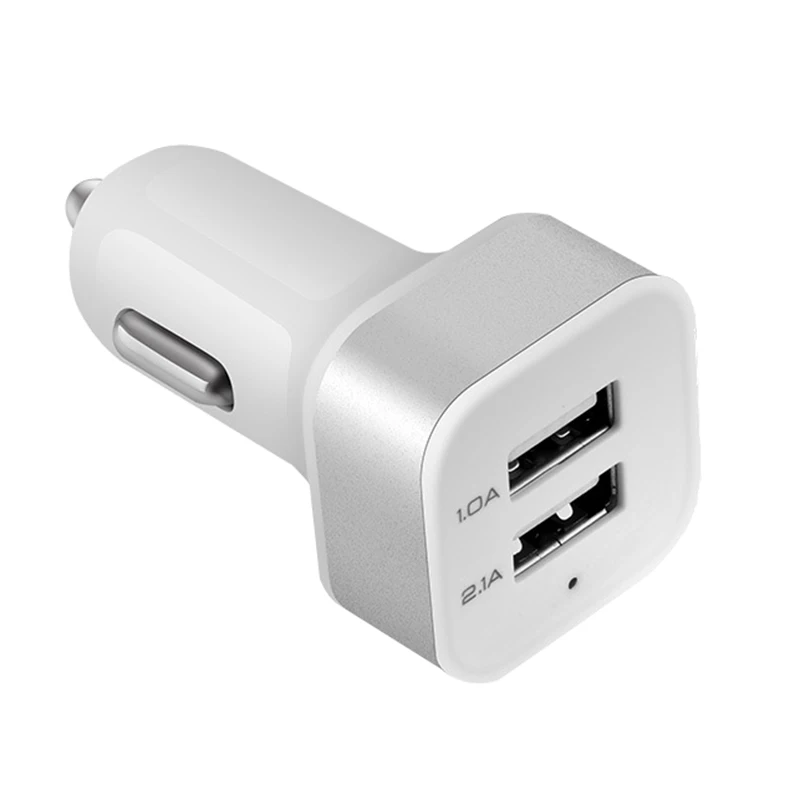 Универсальный 5V 2.1A USB DC Автомобильное зарядное устройство для iPhone Sam-sung H T C 2 порта серебро