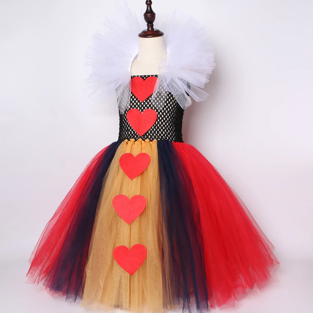 Платье-пачка «Королева сердец» для девочек; детское карнавальное платье на Хэллоуин; маскарадный костюм «Алиса в стране чудес»; нарядное платье для девочек