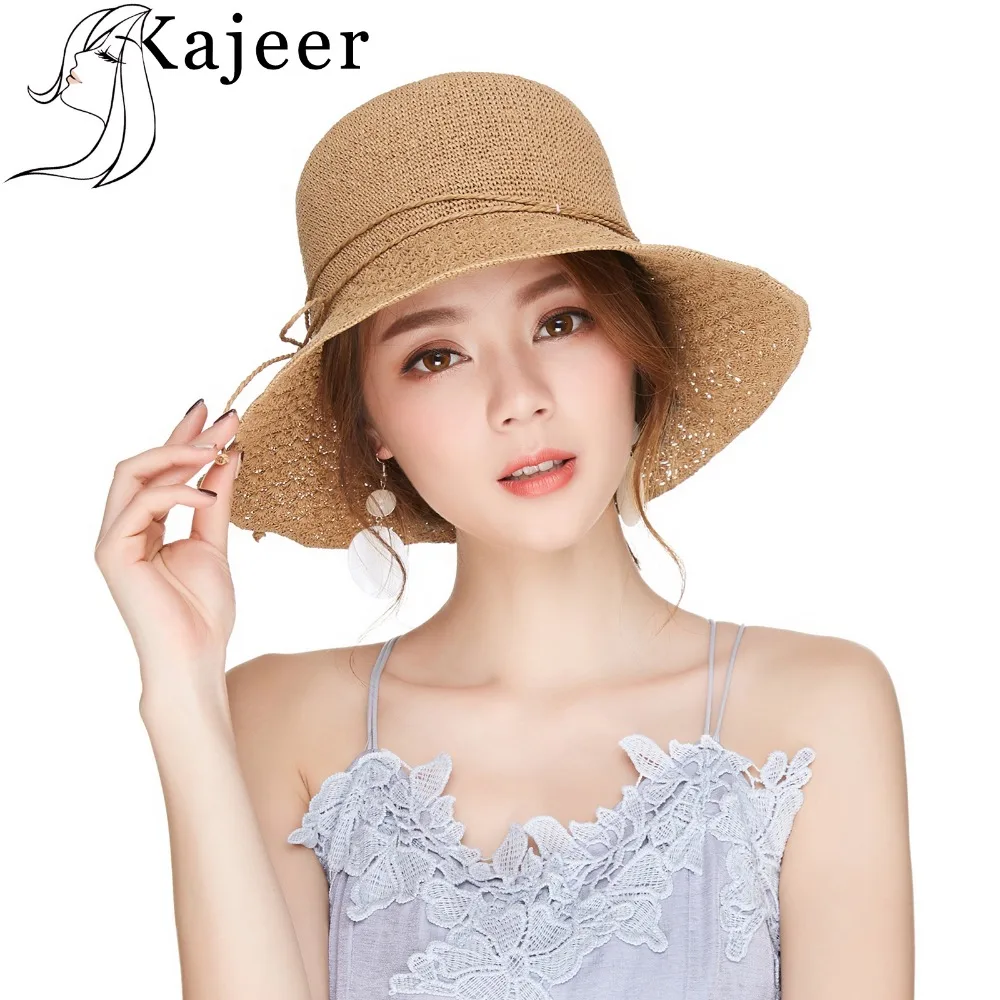 Kajeer Summer Hats For Women Straw Hat 2019 Openwork Flowers Beach Cap