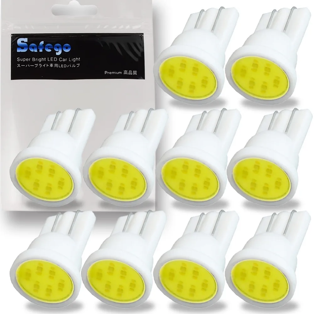 

Safego 10X T10 194 168 W5W COB 6 Chip LED Light for Car Signal Turn Tail Lamp Bulb Door Light Auto Side Light Bulb White 12V