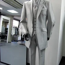 Мода года мужчин Костюмы новое платье костюм Серебряный смокинг джентльмен Свадебные Жених Смокинги для женихов для мужчин Горячие salmg