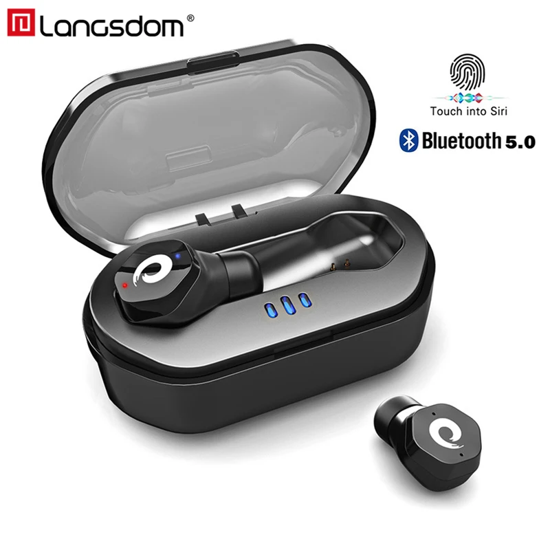 

Langsdom F8 Bluetooth 5.0 Earphone Mini Sports True Wireless Earbuds with Mic TWS Earphones with Charging Box for Samsung iPhone