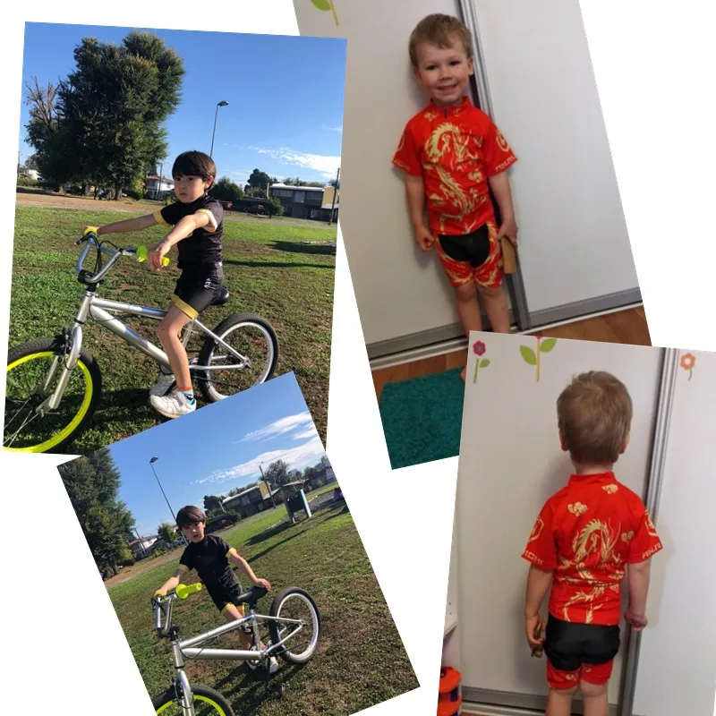 2019 Cycling Kit Kids Cycling Jersey Set Cartoon Children Cycling Clothing Summer Bike Jersey Quick Dry Bicycle Jersey Suit