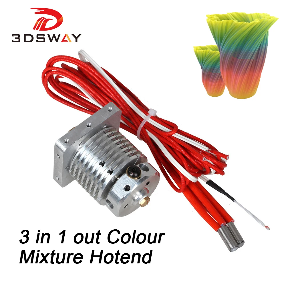 3DSWAY 3D Printer Parts Improved Multi extrusion 3 In 1 Out Hotend Kit