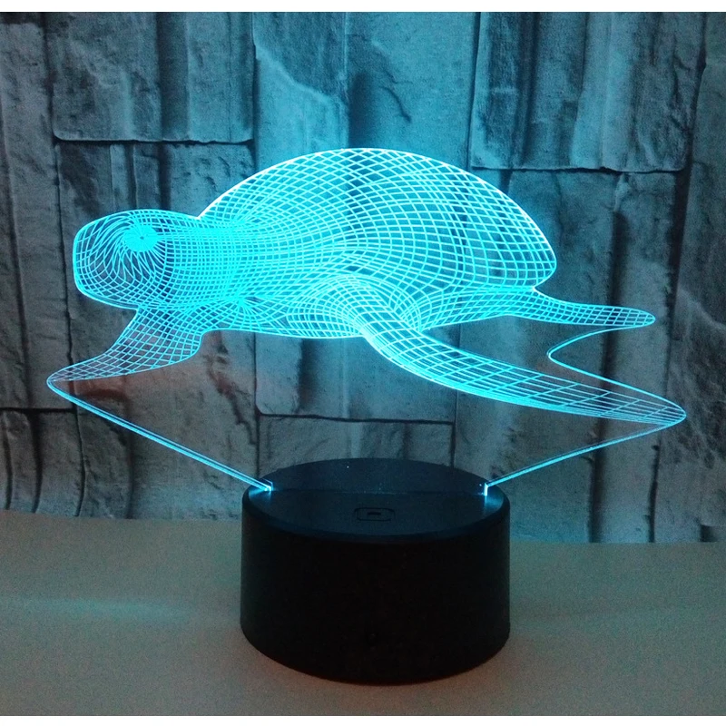 Светодиодный 3d-ночник морская черепаха с 7 цветами света для украшения дома лампа удивительная визуализация Оптическая иллюзия