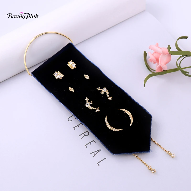Banny розовый милый 4 пар/компл. Rhinestone Коты Серьги для Для женщин Элегантный Гео