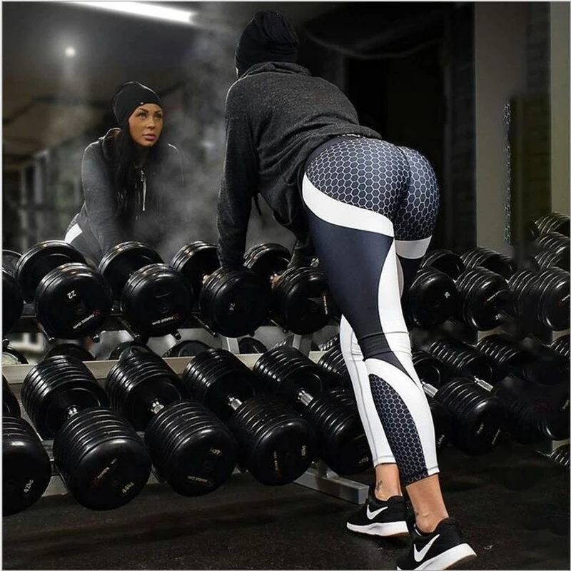 Honeycomb patchwork push-up leggings Sport Fitness Women Mesh Print High  Waist | eBay