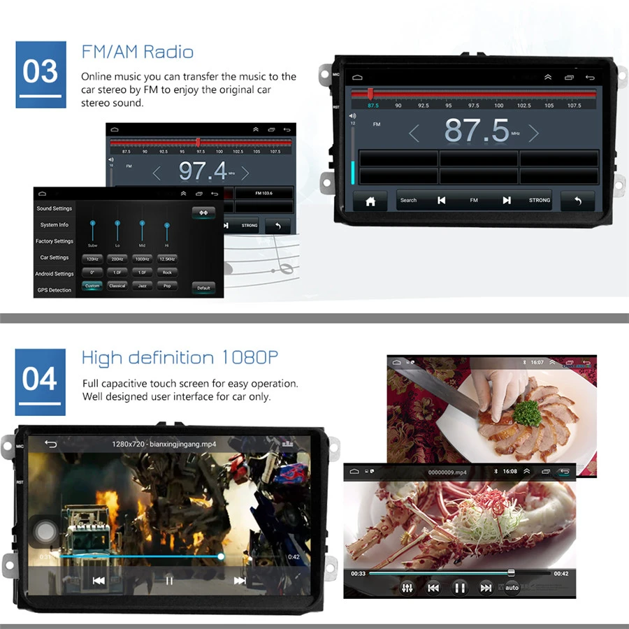 Clearance 9"Auto radio Android 8.1 Touch Screen GPS Navigation Car Stereo for VW Golf Polo Skoda(See the details page for specific model) 3
