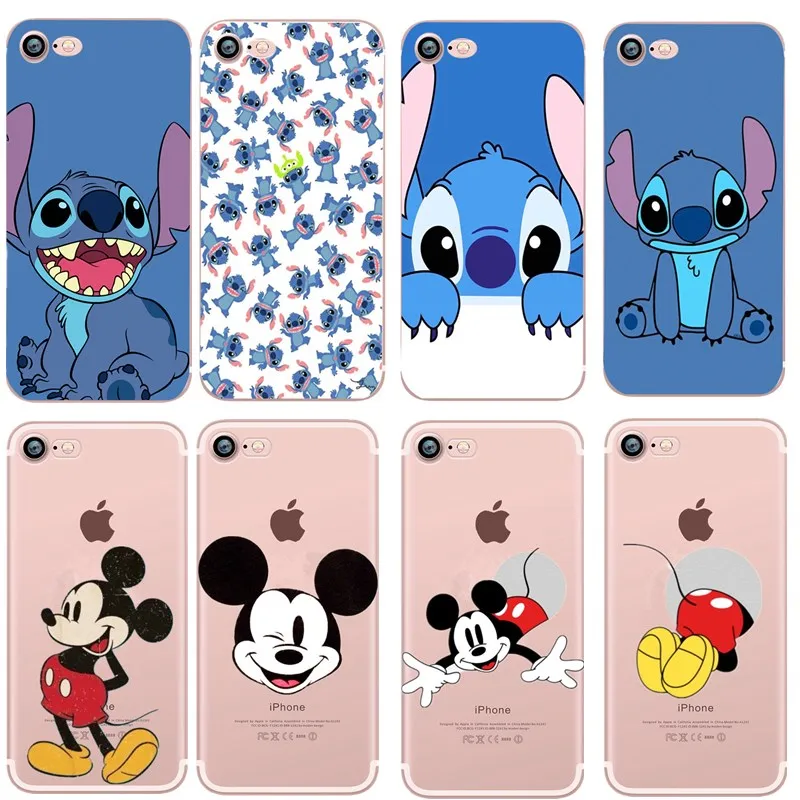 

Chic Cartoon Soft Case for iphone 6S Capas Silicon Mickey Stitch Protective Cover Coque for Funda iphone 7 8 Plus X 10 5S SE