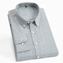 Новое поступление с длинным рукавом мужские с принтом Модные Повседневные платья рубашки умный осень-весна плюс Размеры S M L XL 2XL 3XL 4XL