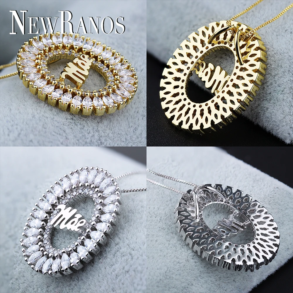 Newraos, золотое ожерелье с подвеской в виде буквы Mae, круглая форма, проложенный фианитами, ожерелье с начальной буквой для женщин, ювелирное изделие, PWX006