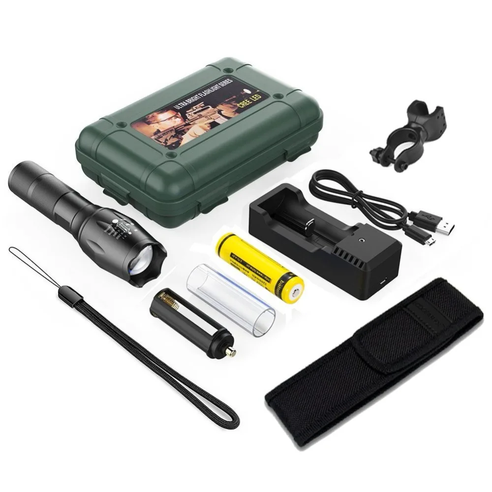 LED Flashlight torch1200 Lumens LED Torch,5 Modes Zoomable Waterproof