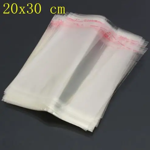 

20*30cm Clear Resealable Cellophane/BOPP/Poly Bags Transparent Opp for plastic storage bag Self Adhesive Seal free shipping
