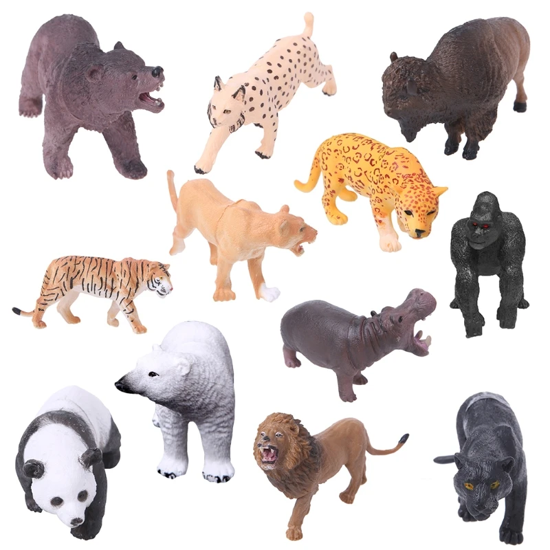 1Pc Plastic Zoo Animal Figure Model Tiger Leopard Hippo Giraffe Kids