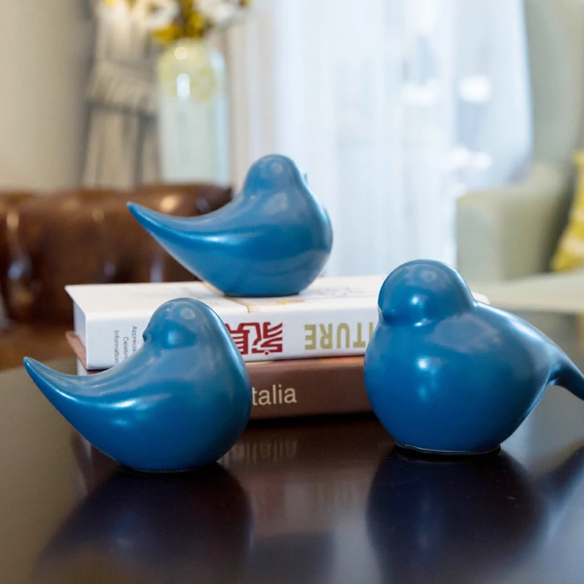 metal bird figurine home decor accent set of 3