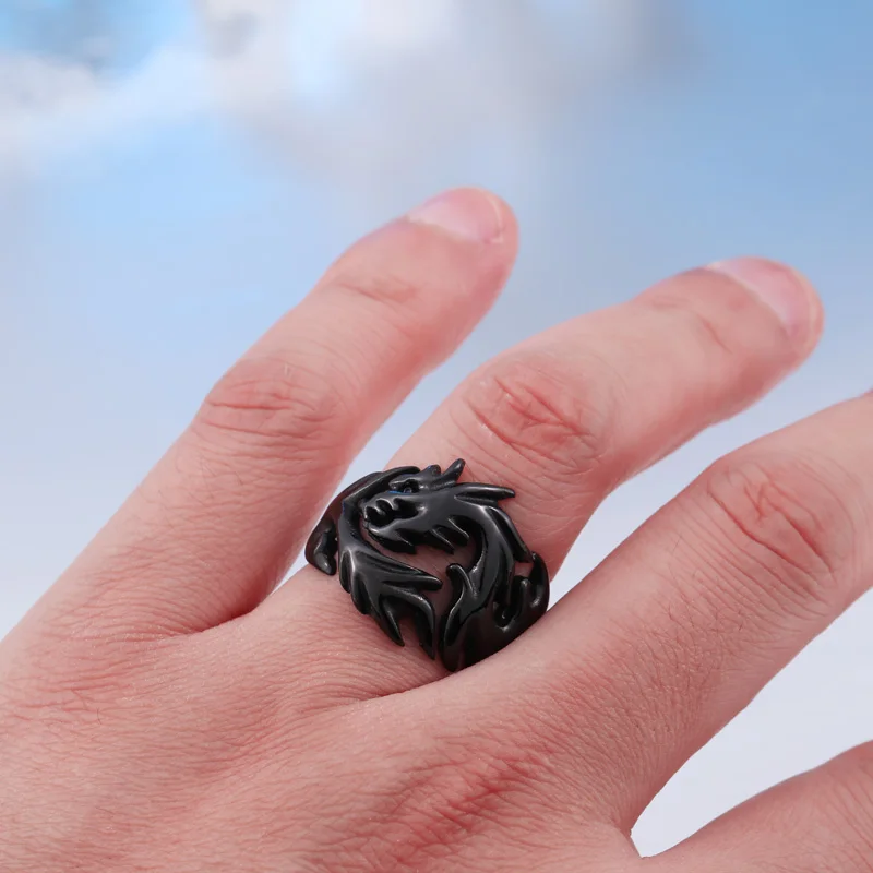 Mcllroy Gothic Men ring Punk style Dragon rings men 3 color Titanium steel ring Personality jewelry wedding rings Erkek Jewelry
