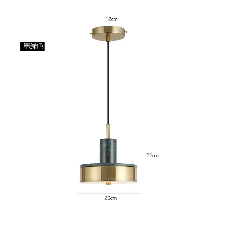 Современная Подвесная лампа, скандинавский мрамор, светодиодный подвесной светильник, столовая, гостиная, спальня, прикроватная лампа, декоративный Домашний Светильник, фиксаторы - Цвет корпуса: green