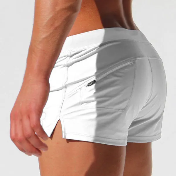 Men's Swimsuits Zipper Pocket Mens Swimwear Male Swimming Trunks Men