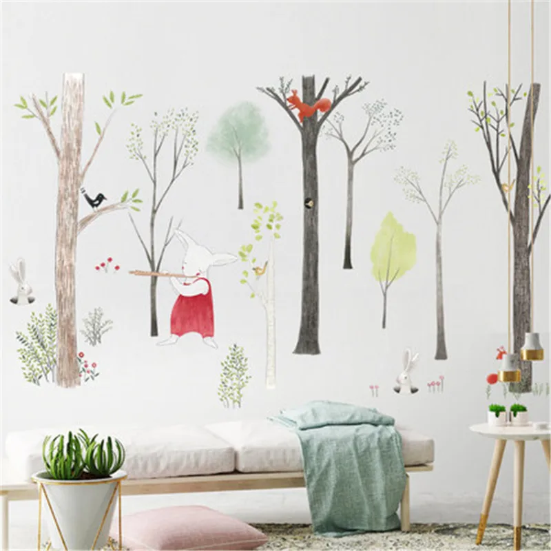 87-140cm-Large-Nordic-Style-Animal-Kids-Wall-Stickers-Cartoon-Tree-Forest-Children-Baby-Room-Wall (3)