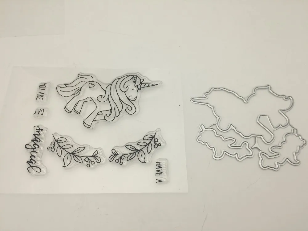 

D67 Unicorn Magical Metal Cutting Dies or Transparent Clear Stamp for Scrapbooking DIY Embossing Folder Template Decoration