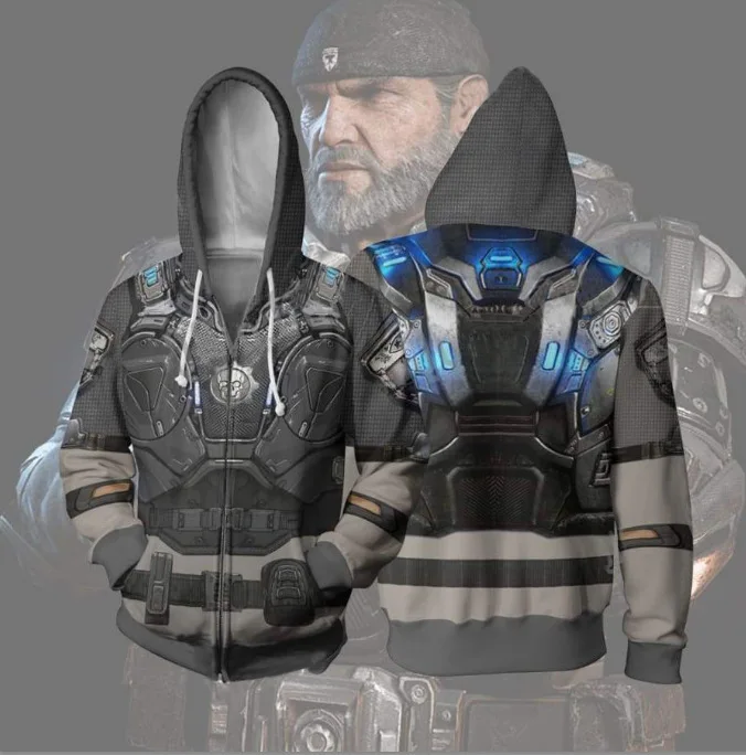 Gears of War косплей костюм 3D печать Шестерни Войны Толстовка куртки капюшон для