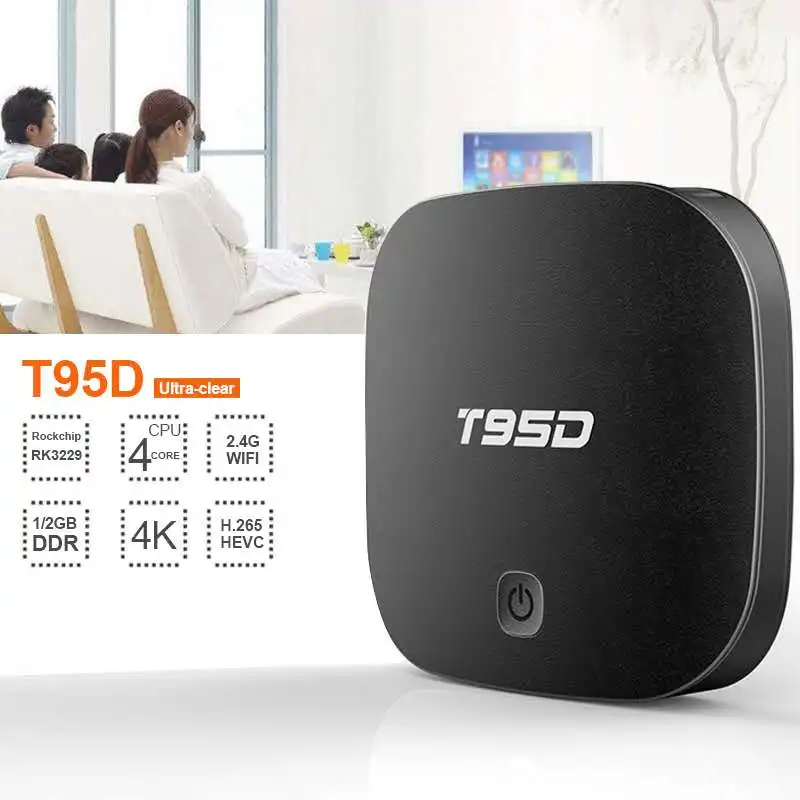 

T95D Android TV Box Rockchip RK3229 Android 7.1 TV Box 1GB DDR3 8GB eMMC Miracast Streaming HD Smart TV Media Player WiFi