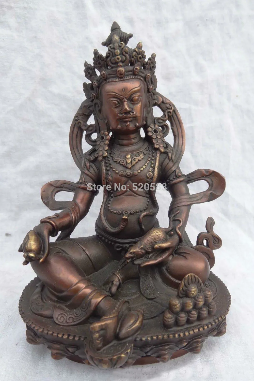 

Tibet Pure Bronze Buddhist Joss Wealth Jambhala Mammon Buddha Seat Statue