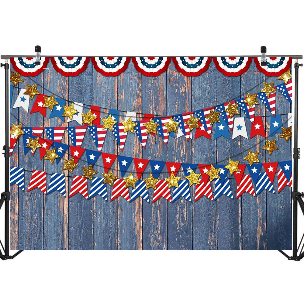 

American Flag Backdrop for Photography Vinyl Retro Wood Floor Backdrop Patriotic Independence Day Newborn Photo Background