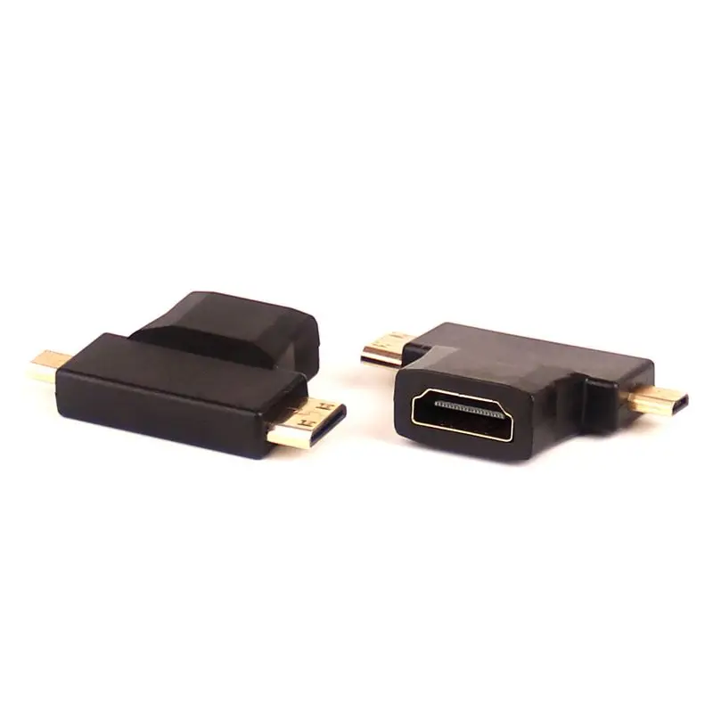 Высокое качество 3 в 1 HDMI Женский к Mini HDMI Мужской+ Micro HDMI Мужской адаптер Т-образная форма конвертер для HDTV 1080 P Hdmi 100 шт./лот