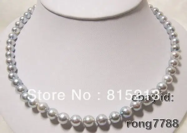 

ddh0040 amazing gray 7-8mm AAA pearl necklace 925s clasp jewelry