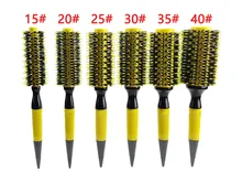 Free Shipping Wooden Hair Brush With Boar Bristle Mix Nylon Styling Tools Professional Round Hair Brush (6pcs/set)