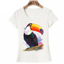 Очень Яркая тропическая футболка с акварельным принтом, летняя модная женская футболка, повседневные топы для девушек, Милая женская футболка