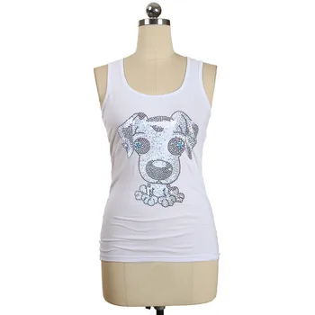 

BLINGSTORY Summer Embroidered Animal Sequin Cotton Sleeveless Female T-shirts