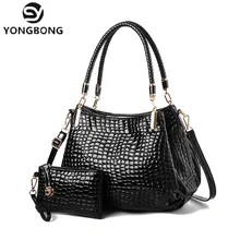 YONGBONG женская сумка-мессенджер сумка через плечо; Сумка женская с ручкой сверху крокодиловый узор композитная сумка кошелек бумажник из лакированной кожи