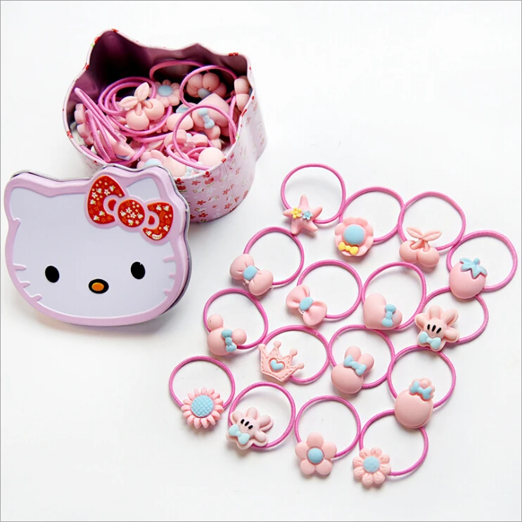 1 Box Hello Kitty Baby Girls Kids Elastic Hair Rubber Bands Tie Ring Rope Accessories For