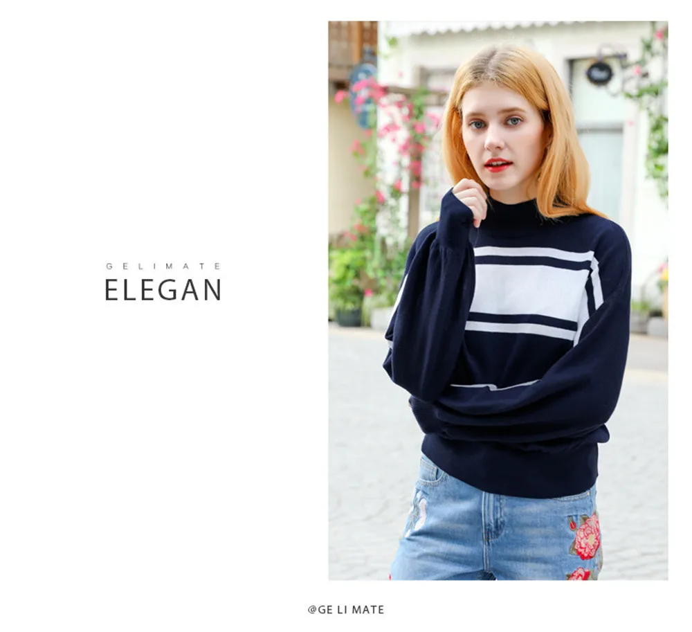 Autumn Knitwear Blouse Shirt Women 2018 Winter Turtleneck Warm Striped Sweater Blouse long sleeve knitwear Female Casual Tops (13)