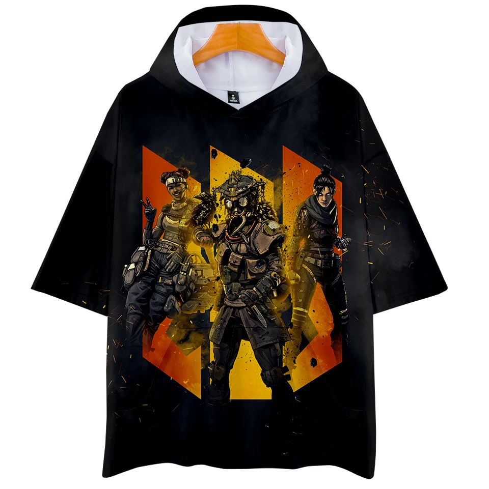 Boys Girls 3d anime hoodies Short T-shirts with hat clothes tops print cotton cartoon clothing Short Sleeves Summer Tee aikooki