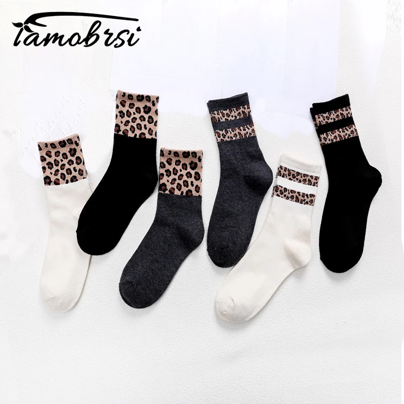 

2019 Fashion Style Stripe Leopard White Black Funny Nylon Women Casual Socks Women Short Ladies Socks Crazy Happy Cotton Socks