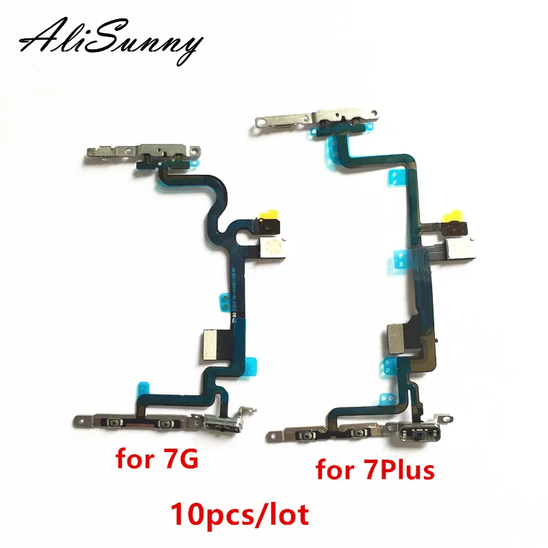 

AliSunny 10pcs Power Flex Cable for iPhone 7 Plus 7G 7P On Off Switch Volume control with Metal Bracket LED Flash Parts