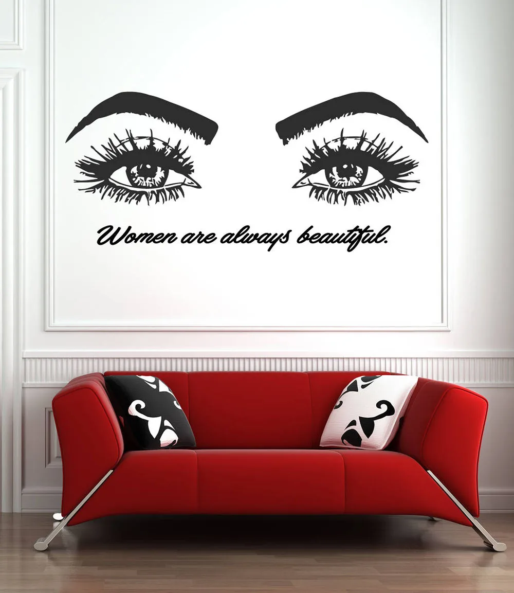 Beauty Quote Wall Decal Sticker Eye Eyelashes Lashes Extensions
