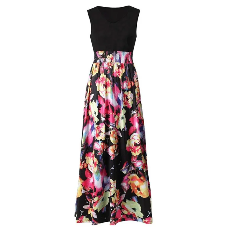 Fashion summer dress 2018 beach dress Women Boho Maxi Summer Beach Long Cocktail Party Floral Dress vintage dress vestido J08#N (4)