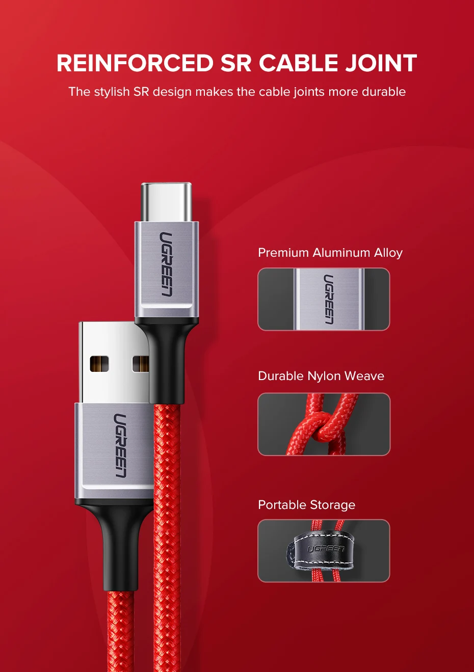 Ugreen usb type-C кабель для samsung Galaxy S10 S9 кабель для мобильного телефона быстрый USB C кабель для зарядки и передачи данных для Xiaomi Mi8 type-C USB шнур