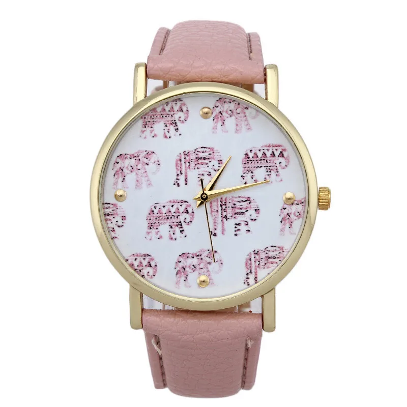 

Lovely Girl Elephant Pattern Watches Women Faux Leather Band Analog Quartz Dial Watch Casual Fashion reloj mujer Free Ship A60