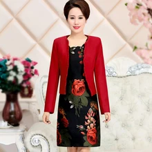 Высокое качество, Женская рабочая одежда, модное платье, осенняя женская одежда среднего возраста размера плюс, облегающие костюмы красного цвета