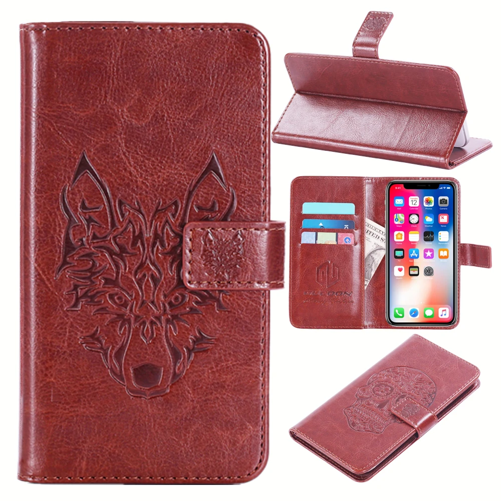 

GUCOON Embossed Skull Wolf Case for Digma VOX S501 3G 5.0inch Vintage Protective Phone Shell Fashion Cool Cover Bag
