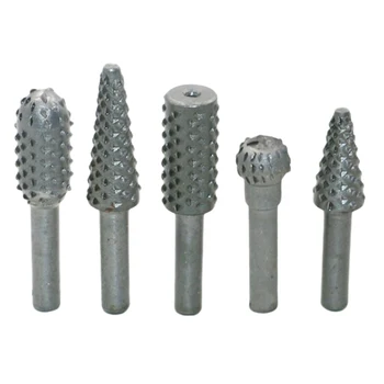 

5pcs HSS Power Tools Woodworking Rasp Chisel Shaped Rotating Embossed Grinding Head Power Tool Engraving Pattern Cutter Milling