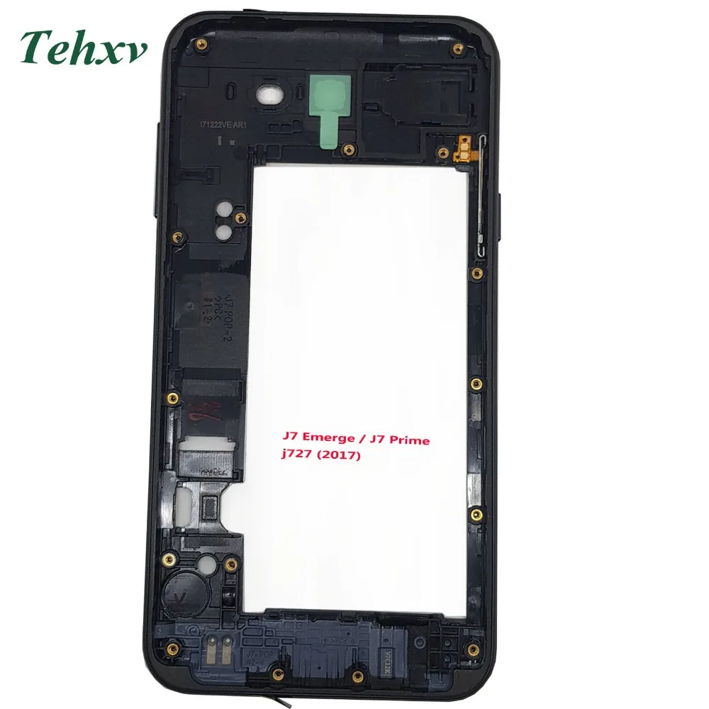 

Tehxv Middle Frame Bezel Housing Chassis with Back Camera Glass Lens Cover For Samsung Galaxy J7 Emerge / J7 Prime j727 2017