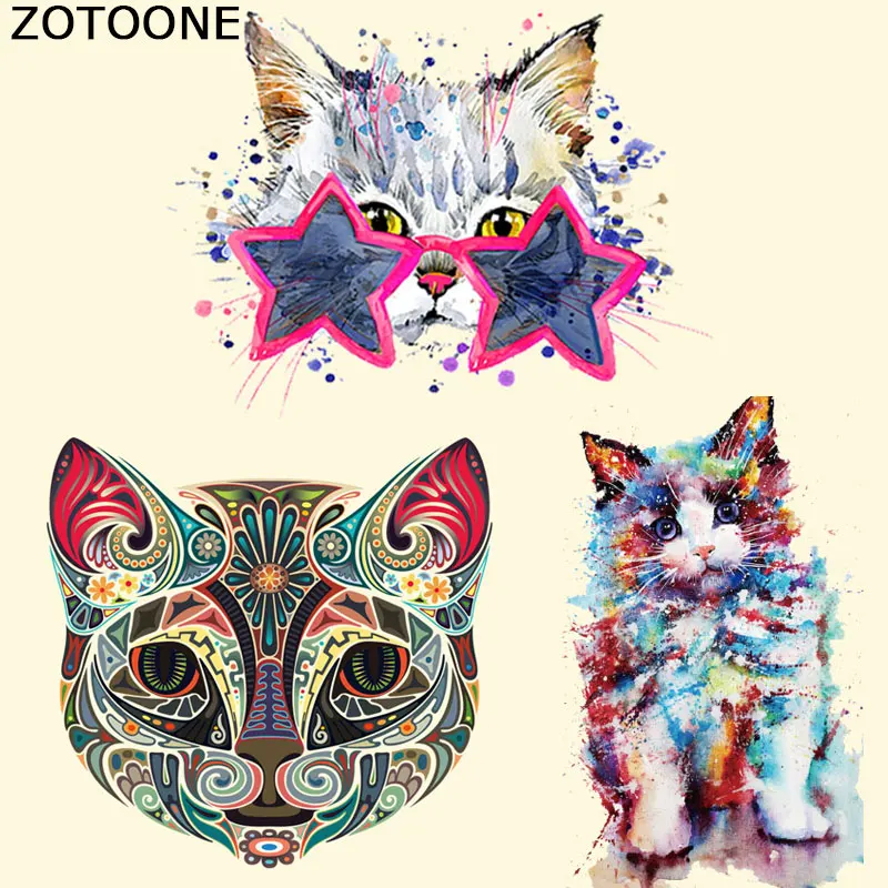 

ZOTOONE Pretty Cat Patches for Clothes A-level Washable Patch Iron on Transfers Easy Print By Household Irons Appliqued for Kids