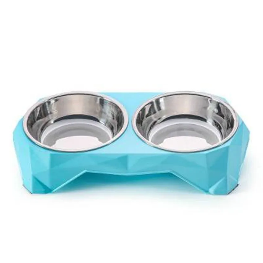 Алмазная миска для домашних животных, двойная миска, съемная Высококачественная пищевая чаша из нержавеющей стали, новая Экологически чистая пластиковая собачья миска